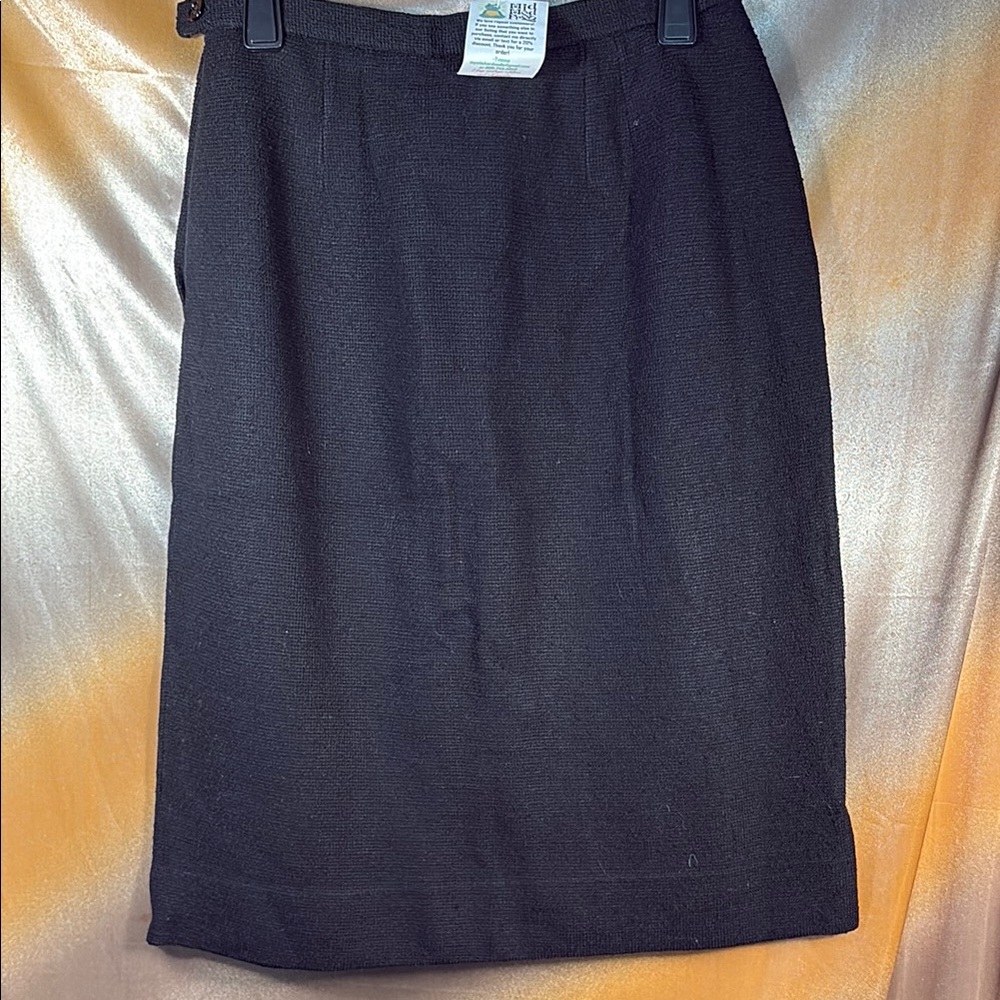 Vintage heavy‎ textured stretchy 50’s  Black Women's Skirt H1 29” waist